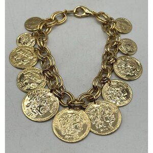 Vintage Alexander the Great gold coin charm bracelet